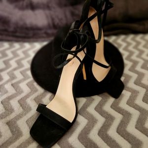 Black Suede Strappy Heel